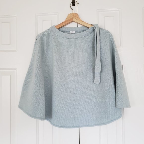 MCM Vintage Wool Poncho - Soft Blue Lambswool and Angora Rabbit - Picture 7 of 7